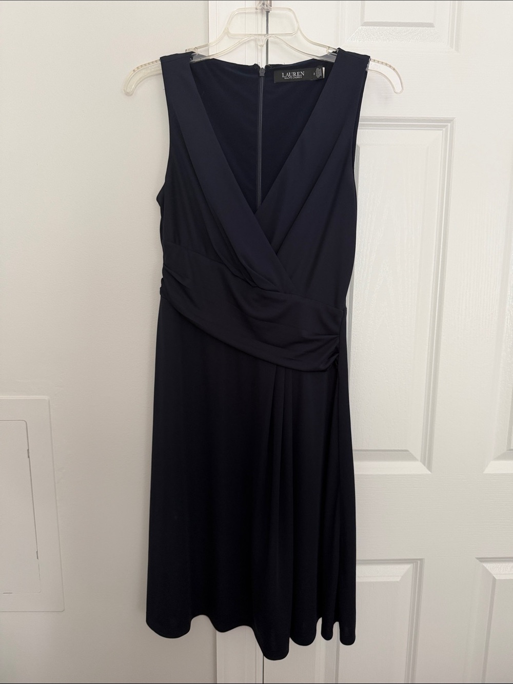 Lauren Ralph Lauren Navy V-Neck Sleeveless Midi Dress